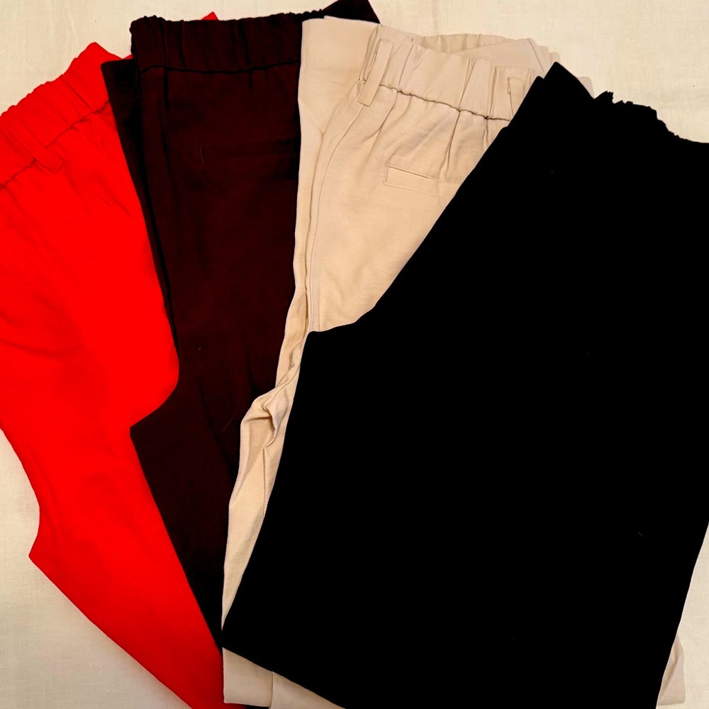 a new day 🌺 Set of Four Casual Pants - Red, Black, Beige, and Burgundy